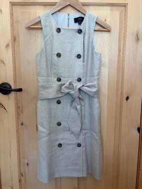 J.Crew Double Breasted Linen Blend Belted Shift Dress